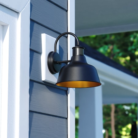 Vaxcel Cody Dark Bronze Motion Sensor Dusk to Dawn Outdoor Wall Light Farmhouse Metal Shade T0647